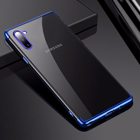 Custodia Silicone Trasparente Ultra Sottile Cover Morbida H03 per Samsung Galaxy Note 10 5G Blu