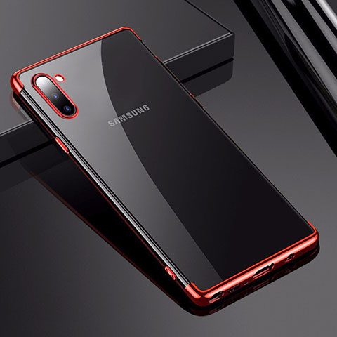 Custodia Silicone Trasparente Ultra Sottile Cover Morbida H03 per Samsung Galaxy Note 10 5G Rosso
