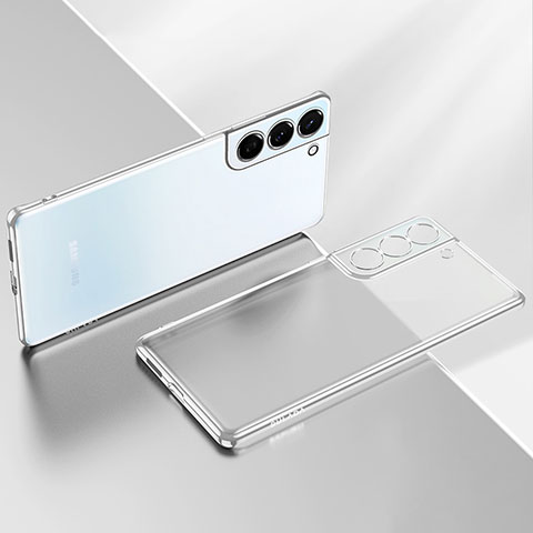 Custodia Silicone Trasparente Ultra Sottile Cover Morbida H03 per Samsung Galaxy S21 Plus 5G Argento