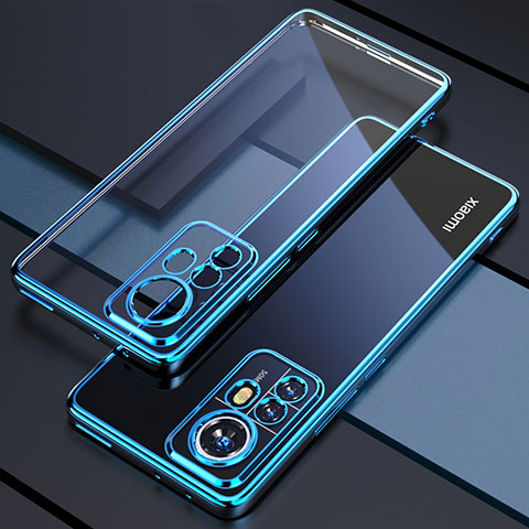 Custodia Silicone Trasparente Ultra Sottile Cover Morbida H03 per Xiaomi Mi 12 Pro 5G Blu