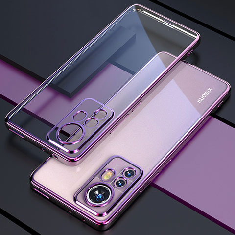 Custodia Silicone Trasparente Ultra Sottile Cover Morbida H03 per Xiaomi Mi 12 Pro 5G Viola