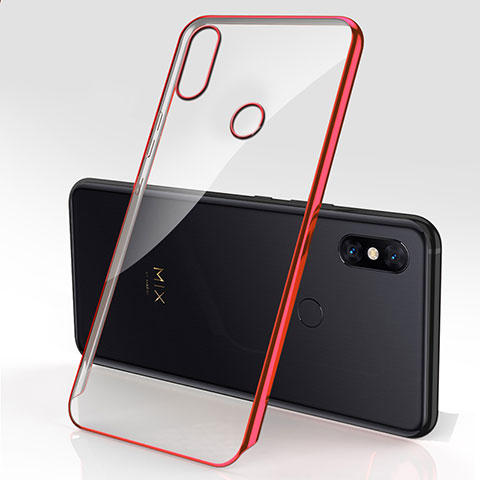 Custodia Silicone Trasparente Ultra Sottile Cover Morbida H03 per Xiaomi Mi Mix 3 Rosso