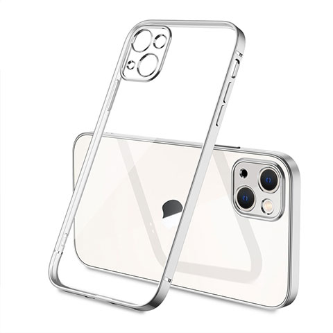 Custodia Silicone Trasparente Ultra Sottile Cover Morbida H04 per Apple iPhone 13 Argento