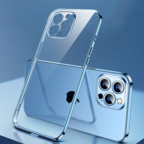 Custodia Silicone Trasparente Ultra Sottile Cover Morbida H04 per Apple iPhone 14 Pro Max Blu