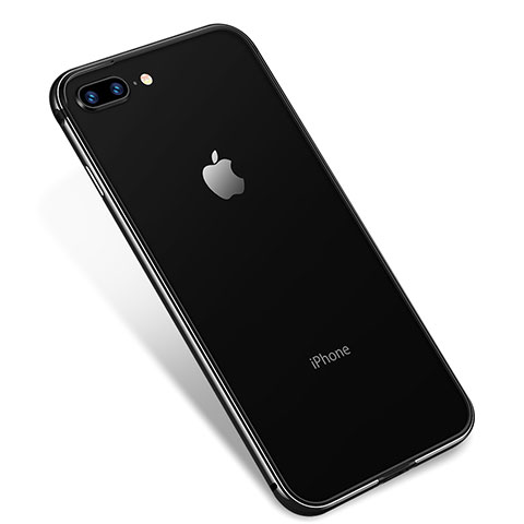 Custodia Silicone Trasparente Ultra Sottile Cover Morbida H04 per Apple iPhone 8 Plus Nero