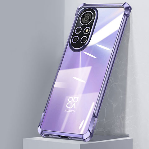 Custodia Silicone Trasparente Ultra Sottile Cover Morbida H04 per Huawei Nova 8 Pro 5G Viola