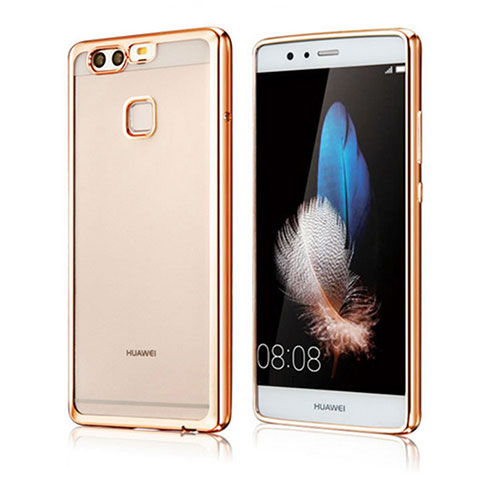 Custodia Silicone Trasparente Ultra Sottile Cover Morbida H04 per Huawei P9 Oro