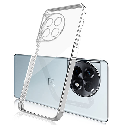 Custodia Silicone Trasparente Ultra Sottile Cover Morbida H04 per OnePlus 11 5G Argento