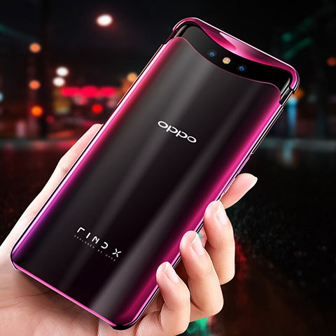 Custodia Silicone Trasparente Ultra Sottile Cover Morbida H04 per Oppo Find X Super Flash Edition Rosso