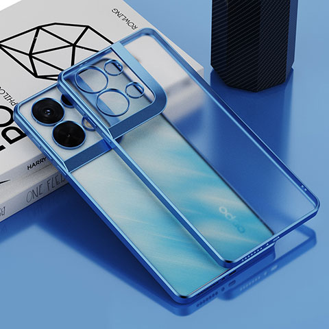 Custodia Silicone Trasparente Ultra Sottile Cover Morbida H04 per Oppo Reno9 Pro+ Plus 5G Blu