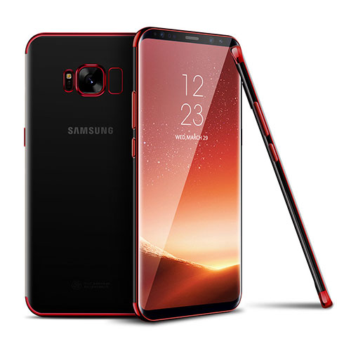 Custodia Silicone Trasparente Ultra Sottile Cover Morbida H04 per Samsung Galaxy S8 Rosso