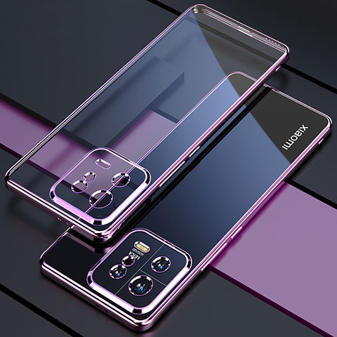 Custodia Silicone Trasparente Ultra Sottile Cover Morbida H04 per Xiaomi Mi 13 Pro 5G Viola