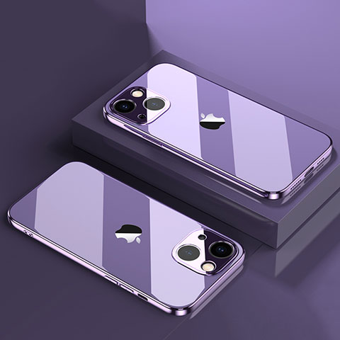 Custodia Silicone Trasparente Ultra Sottile Cover Morbida H05 per Apple iPhone 13 Mini Viola