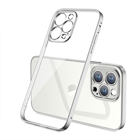 Custodia Silicone Trasparente Ultra Sottile Cover Morbida H05 per Apple iPhone 13 Pro Max Argento