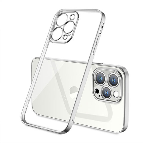Custodia Silicone Trasparente Ultra Sottile Cover Morbida H05 per Apple iPhone 14 Pro Max Argento