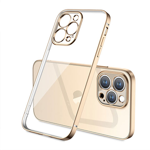 Custodia Silicone Trasparente Ultra Sottile Cover Morbida H05 per Apple iPhone 15 Pro Max Oro