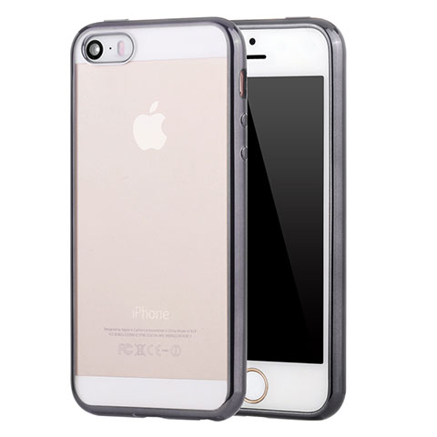 Custodia Silicone Trasparente Ultra Sottile Cover Morbida H05 per Apple iPhone 5S Grigio