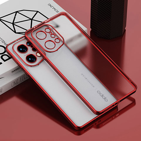 Custodia Silicone Trasparente Ultra Sottile Cover Morbida H05 per Oppo Find X5 Pro 5G Rosso