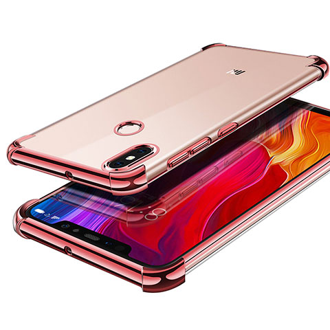 Custodia Silicone Trasparente Ultra Sottile Cover Morbida H05 per Xiaomi Mi 8 Oro Rosa
