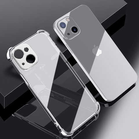 Custodia Silicone Trasparente Ultra Sottile Cover Morbida H06 per Apple iPhone 14 Argento
