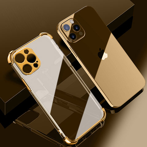 Custodia Silicone Trasparente Ultra Sottile Cover Morbida H06 per Apple iPhone 14 Pro Max Oro