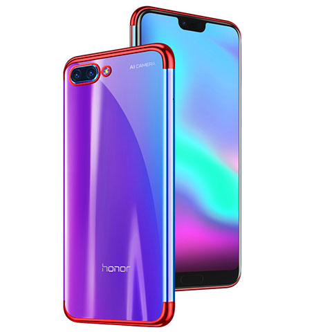 Custodia Silicone Trasparente Ultra Sottile Cover Morbida H06 per Huawei Honor 10 Rosso