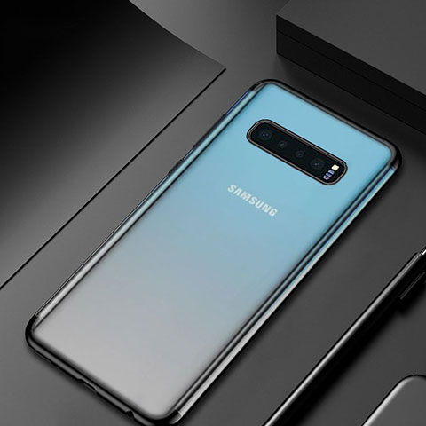 Custodia Silicone Trasparente Ultra Sottile Cover Morbida H06 per Samsung Galaxy S10 Plus Nero