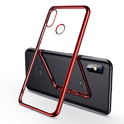 Custodia Silicone Trasparente Ultra Sottile Cover Morbida H06 per Xiaomi Mi 8 Rosso