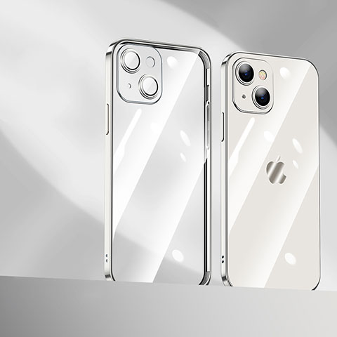 Custodia Silicone Trasparente Ultra Sottile Cover Morbida H10 per Apple iPhone 13 Argento