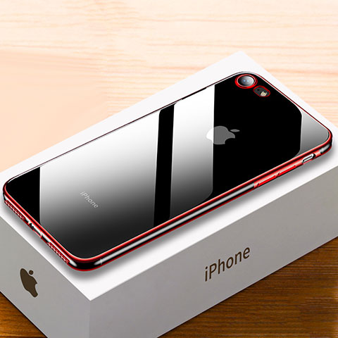 Custodia Silicone Trasparente Ultra Sottile Cover Morbida HC02 per Apple iPhone 7 Plus Rosso