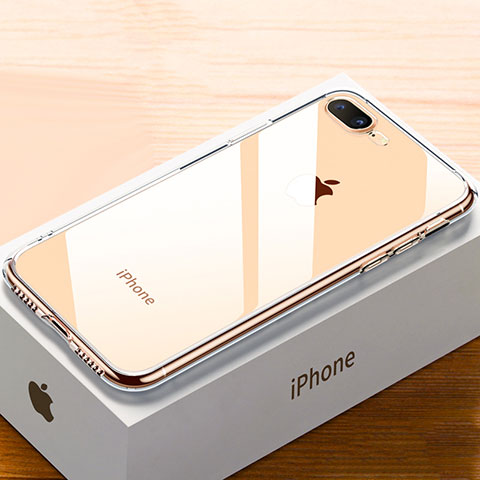Custodia Silicone Trasparente Ultra Sottile Cover Morbida HC02 per Apple iPhone 8 Plus Oro