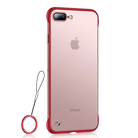 Custodia Silicone Trasparente Ultra Sottile Cover Morbida HT02 per Apple iPhone 7 Plus Rosso