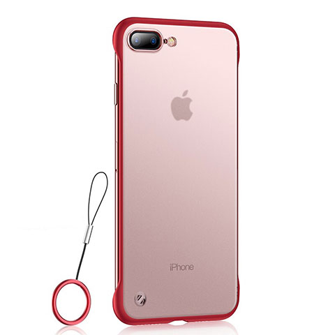 Custodia Silicone Trasparente Ultra Sottile Cover Morbida HT02 per Apple iPhone 8 Plus Rosso