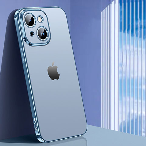Custodia Silicone Trasparente Ultra Sottile Cover Morbida LD1 per Apple iPhone 15 Plus Cielo Blu