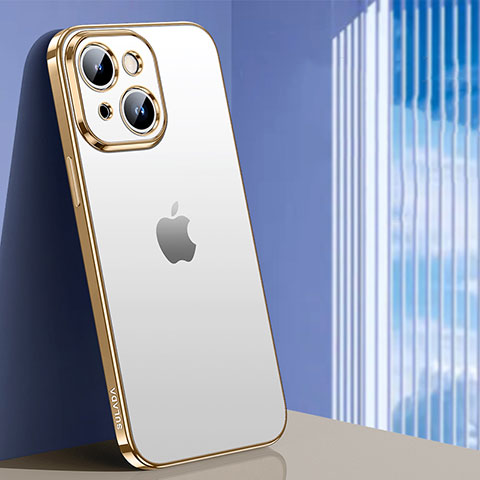 Custodia Silicone Trasparente Ultra Sottile Cover Morbida LD1 per Apple iPhone 15 Plus Oro