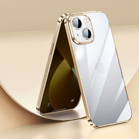Custodia Silicone Trasparente Ultra Sottile Cover Morbida LD2 per Apple iPhone 14 Plus Oro