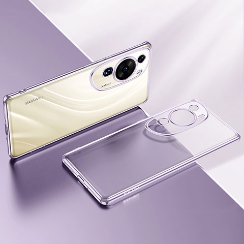 Custodia Silicone Trasparente Ultra Sottile Cover Morbida LD2 per Huawei P60 Art Viola