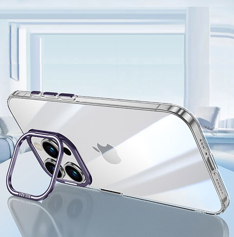 Custodia Silicone Trasparente Ultra Sottile Cover Morbida LD6 per Apple iPhone 14 Pro Max Viola