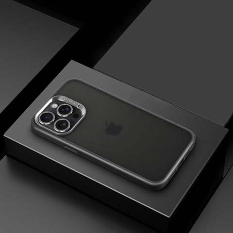 Custodia Silicone Trasparente Ultra Sottile Cover Morbida LD8 per Apple iPhone 15 Pro Max Nero