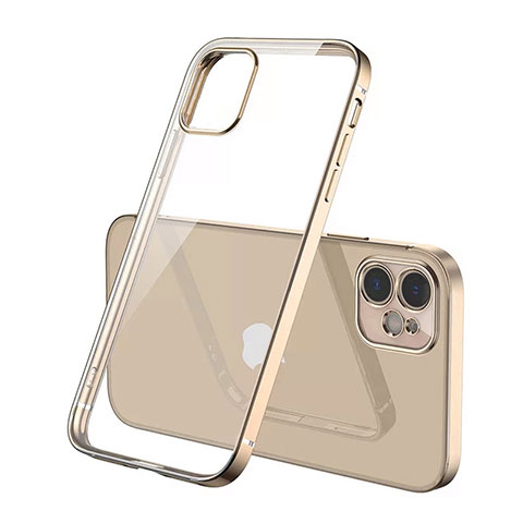 Custodia Silicone Trasparente Ultra Sottile Cover Morbida N01 per Apple iPhone 12 Oro