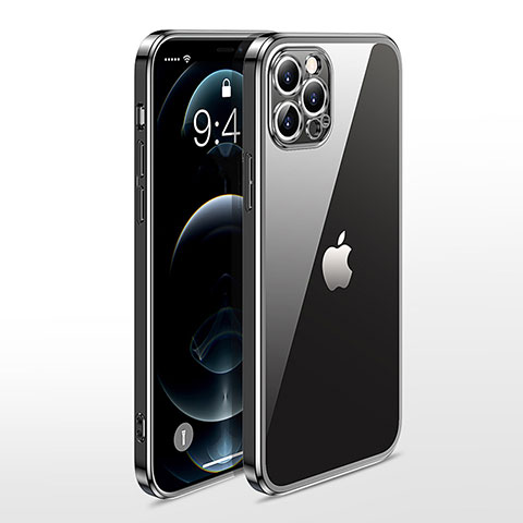 Custodia Silicone Trasparente Ultra Sottile Cover Morbida N01 per Apple iPhone 12 Pro Max Nero