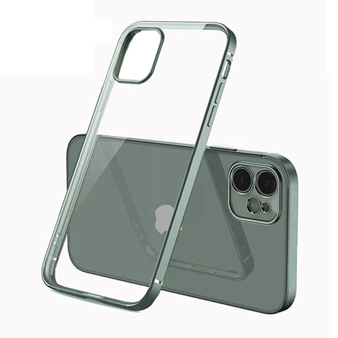 Custodia Silicone Trasparente Ultra Sottile Cover Morbida N01 per Apple iPhone 12 Verde Notte