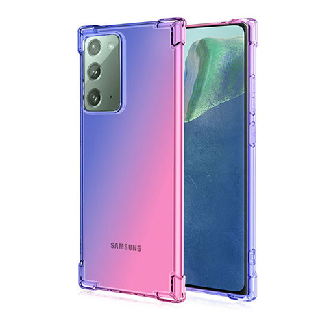 Custodia Silicone Trasparente Ultra Sottile Cover Morbida N01 per Samsung Galaxy Note 20 5G Blu