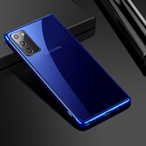 Custodia Silicone Trasparente Ultra Sottile Cover Morbida N03 per Samsung Galaxy Note 20 5G Blu