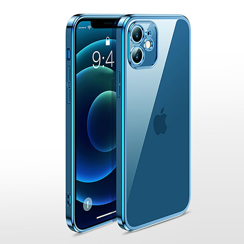 Custodia Silicone Trasparente Ultra Sottile Cover Morbida N04 per Apple iPhone 12 Blu