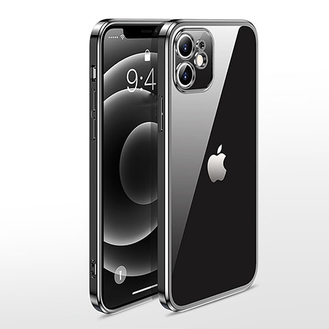 Custodia Silicone Trasparente Ultra Sottile Cover Morbida N04 per Apple iPhone 12 Mini Nero