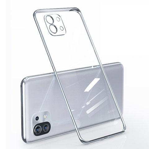 Custodia Silicone Trasparente Ultra Sottile Cover Morbida per Xiaomi Mi 11 5G Argento