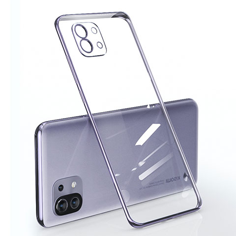 Custodia Silicone Trasparente Ultra Sottile Cover Morbida per Xiaomi Mi 11 Lite 4G Viola