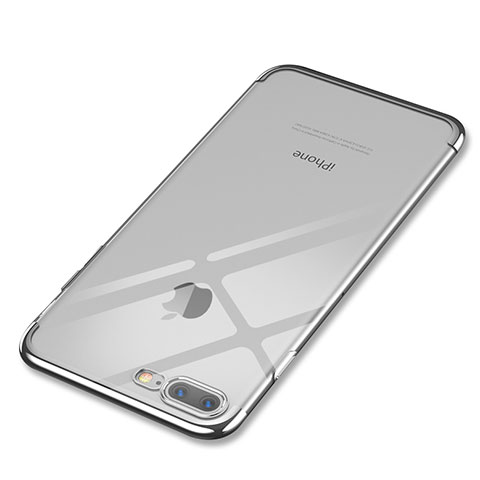 Custodia Silicone Trasparente Ultra Sottile Cover Morbida Q05 per Apple iPhone 8 Plus Argento