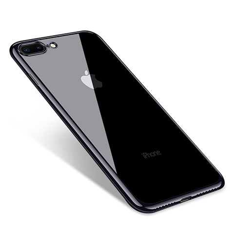 Custodia Silicone Trasparente Ultra Sottile Cover Morbida Q06 per Apple iPhone 8 Plus Nero